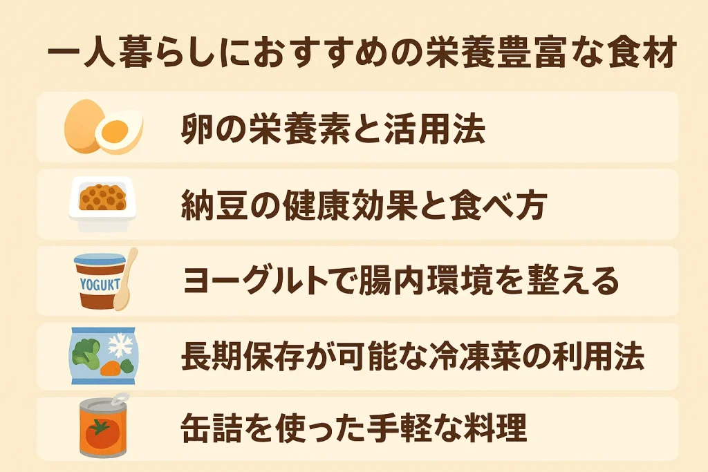 一人暮らしにおすすめの栄養豊富な食材