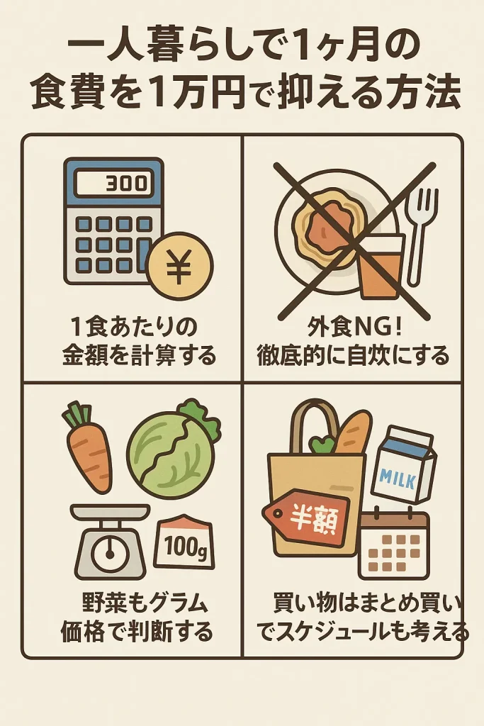 一人暮らしで1ヶ月の食費を1万円で抑える方法