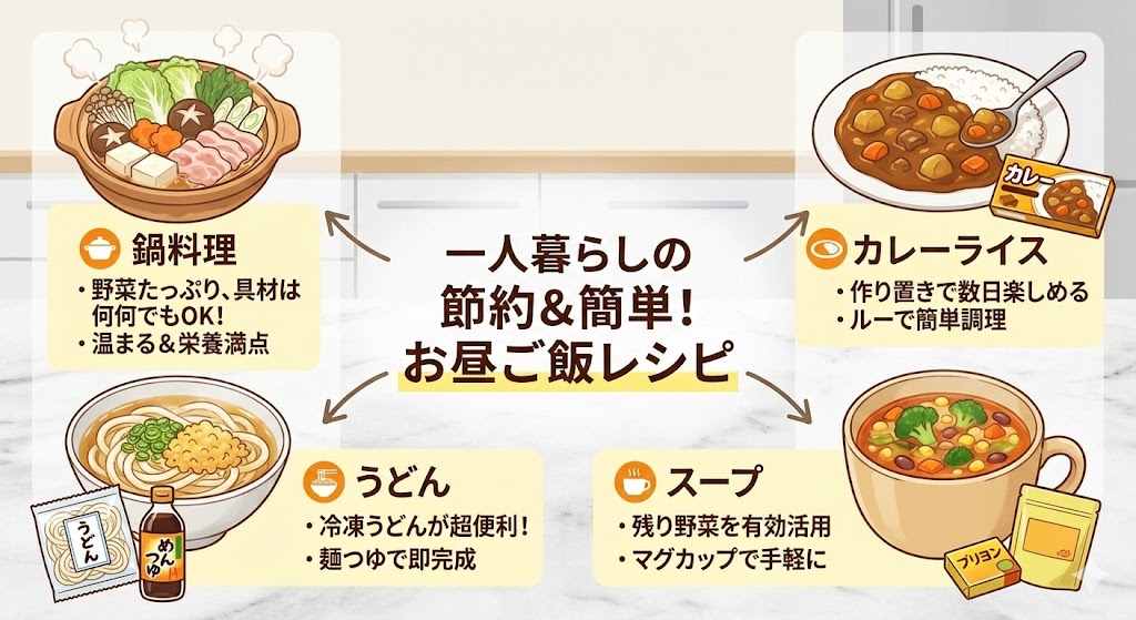 一人暮らしのお昼ご飯で節約できる簡単レシピ